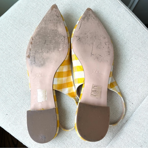 J. Crew sling back flats in yellow and ivory silk Gingham (size 9 1/2) - Picture 7 of 11